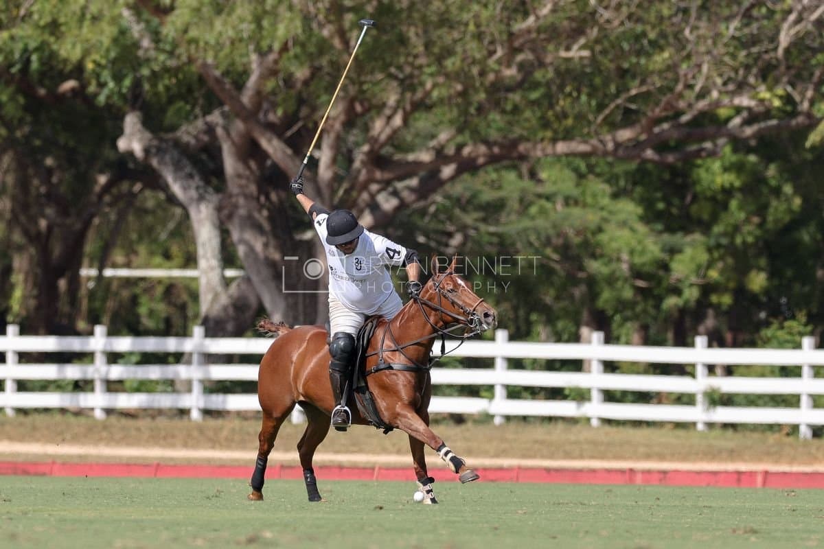 La Romanza 3J and La Espada Gulf play polo during the Copa Britanica at Casa de Campo Polo Club in La Romana, Dominican Republic on March 6, 2026. (Photos by Bryan Bennett)