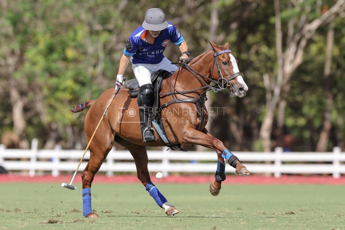 La Romanza 3J and La Espada Gulf play polo during the Copa Britanica at Casa de Campo Polo Club in La Romana, Dominican Republic on March 6, 2026. (Photos by Bryan Bennett)