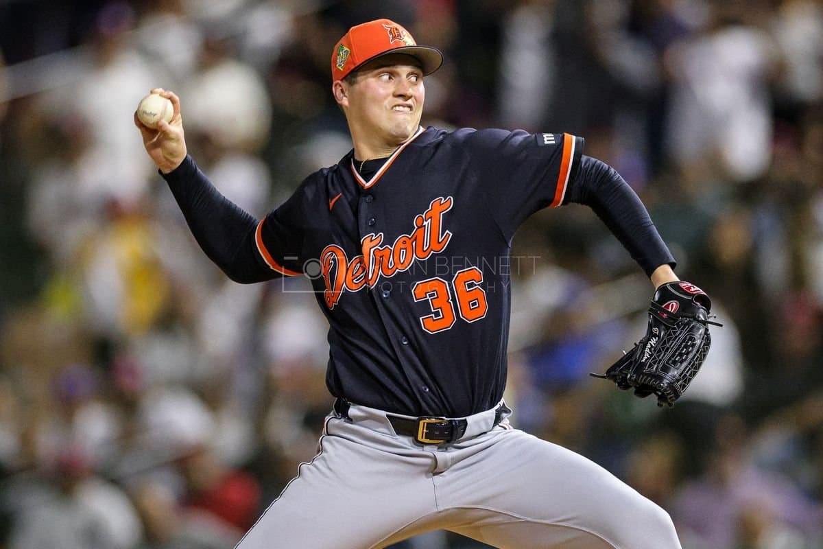 SANTO DOMINGO, DOMINICAN REPUBLIC - MARCH 03: Ty Madden #36 of the Detroit Tigers pitches during the first inning against the Dominican Republic at Estadio Quisqueya on March 03, 2026 in Santo Domingo, Dominican Republic. (Photo by Bryan M. Bennett/Getty Images)