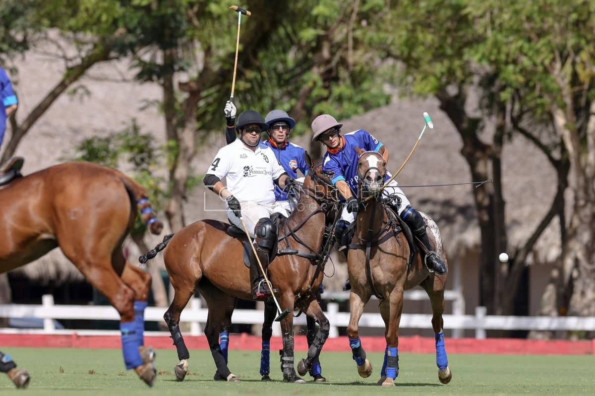 La Romanza 3J and La Espada Gulf play polo during the Copa Britanica at Casa de Campo Polo Club in La Romana, Dominican Republic on March 6, 2026. (Photos by Bryan Bennett)