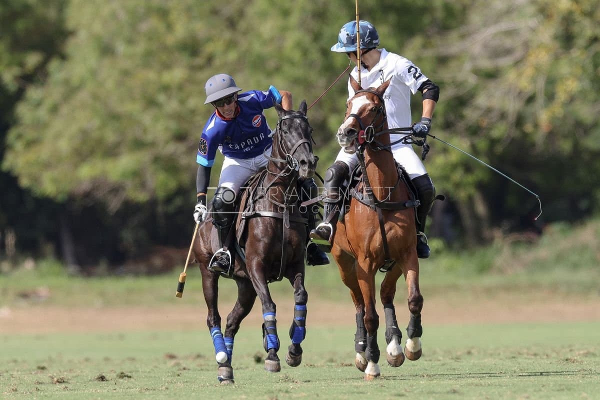 La Romanza 3J and La Espada Gulf play polo during the Copa Britanica at Casa de Campo Polo Club in La Romana, Dominican Republic on March 6, 2026. (Photos by Bryan Bennett)