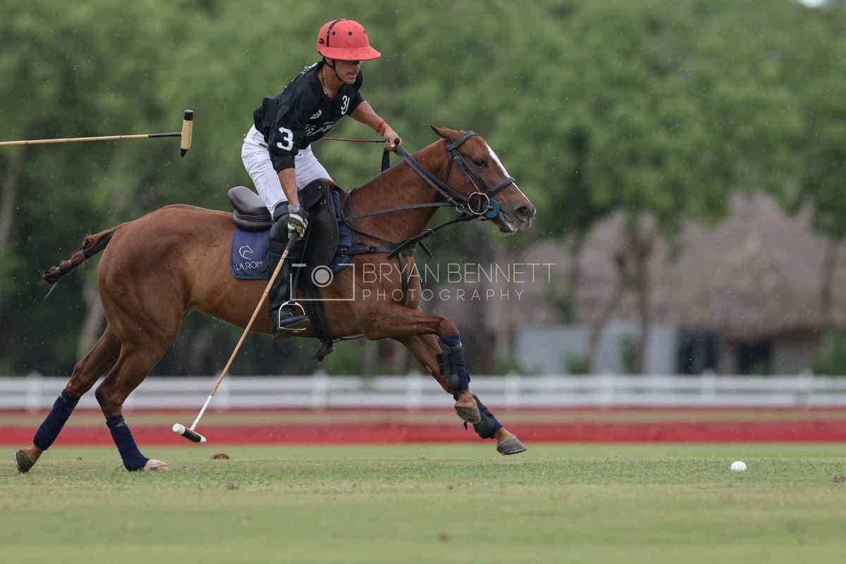 Casa de Campo and La Romanza 3J play polo during the Casa de Campo Challenge at Casa de Campo in La Romana, Dominican Republic on April 4, 2025. (Photo by Bryan Bennett)