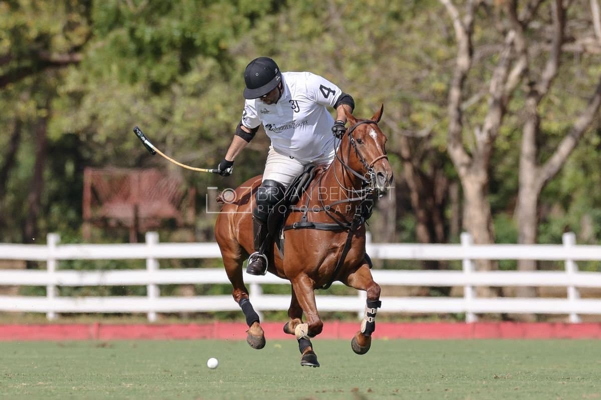 La Romanza 3J and La Espada Gulf play polo during the Copa Britanica at Casa de Campo Polo Club in La Romana, Dominican Republic on March 6, 2026. (Photos by Bryan Bennett)