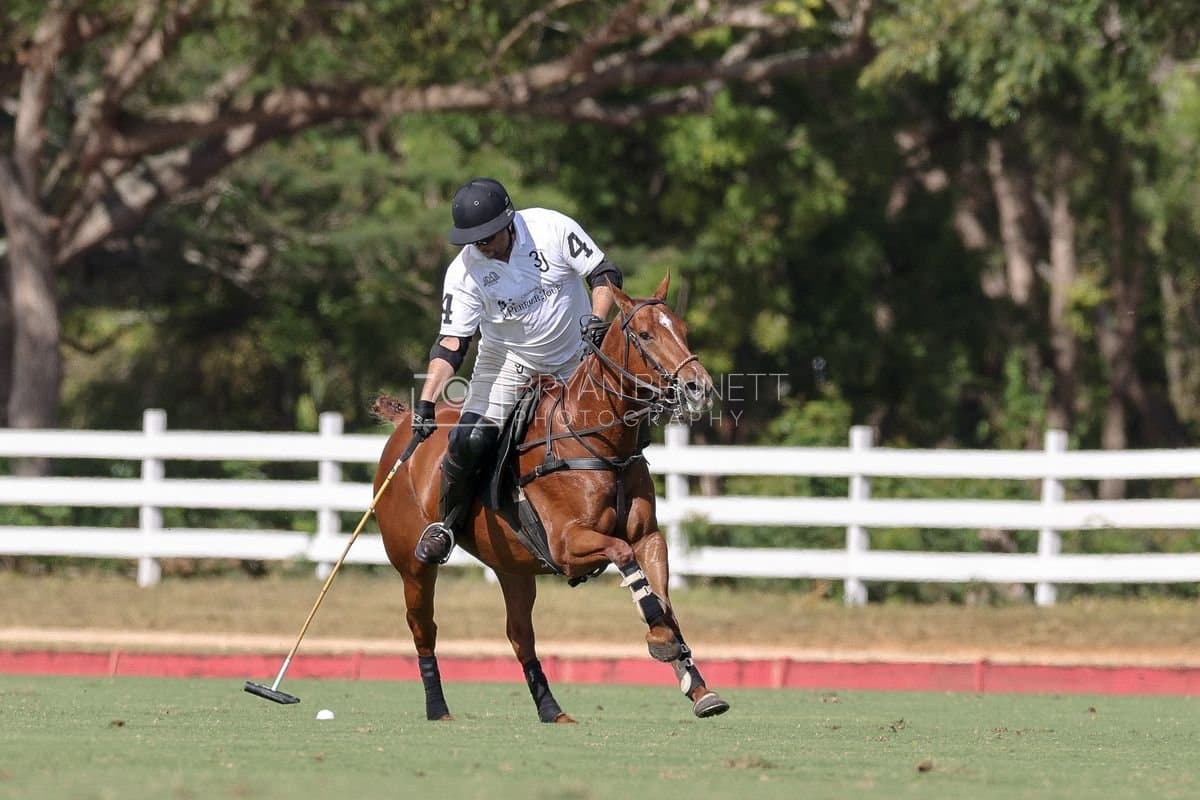 La Romanza 3J and La Espada Gulf play polo during the Copa Britanica at Casa de Campo Polo Club in La Romana, Dominican Republic on March 6, 2026. (Photos by Bryan Bennett)