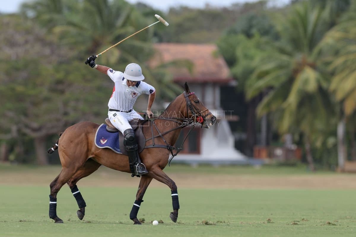 Lechuza Caracas and La Romanza 3J play polo during the Copa Britanica at Casa de Campo in La Romana, La Romana, Dominican Republic on March 1, 2026. (Photos by Bryan Bennett)