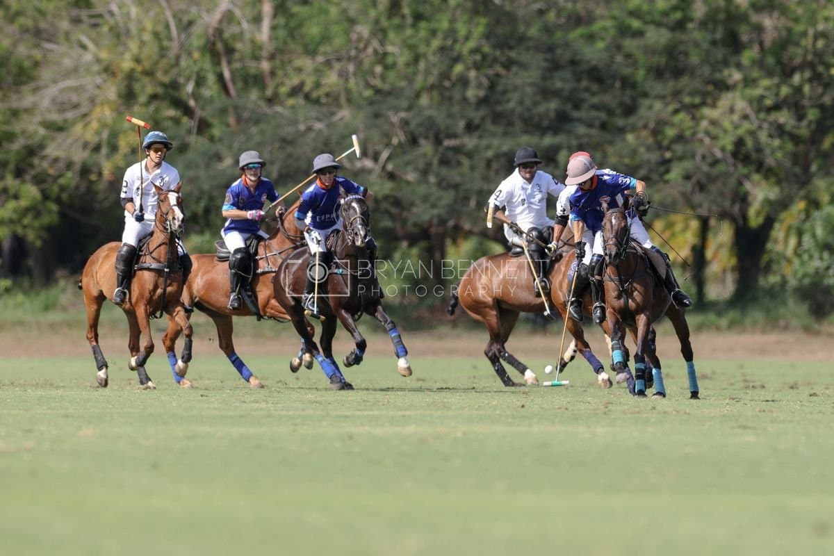 La Romanza 3J and La Espada Gulf play polo during the Copa Britanica at Casa de Campo Polo Club in La Romana, Dominican Republic on March 6, 2026. (Photos by Bryan Bennett)