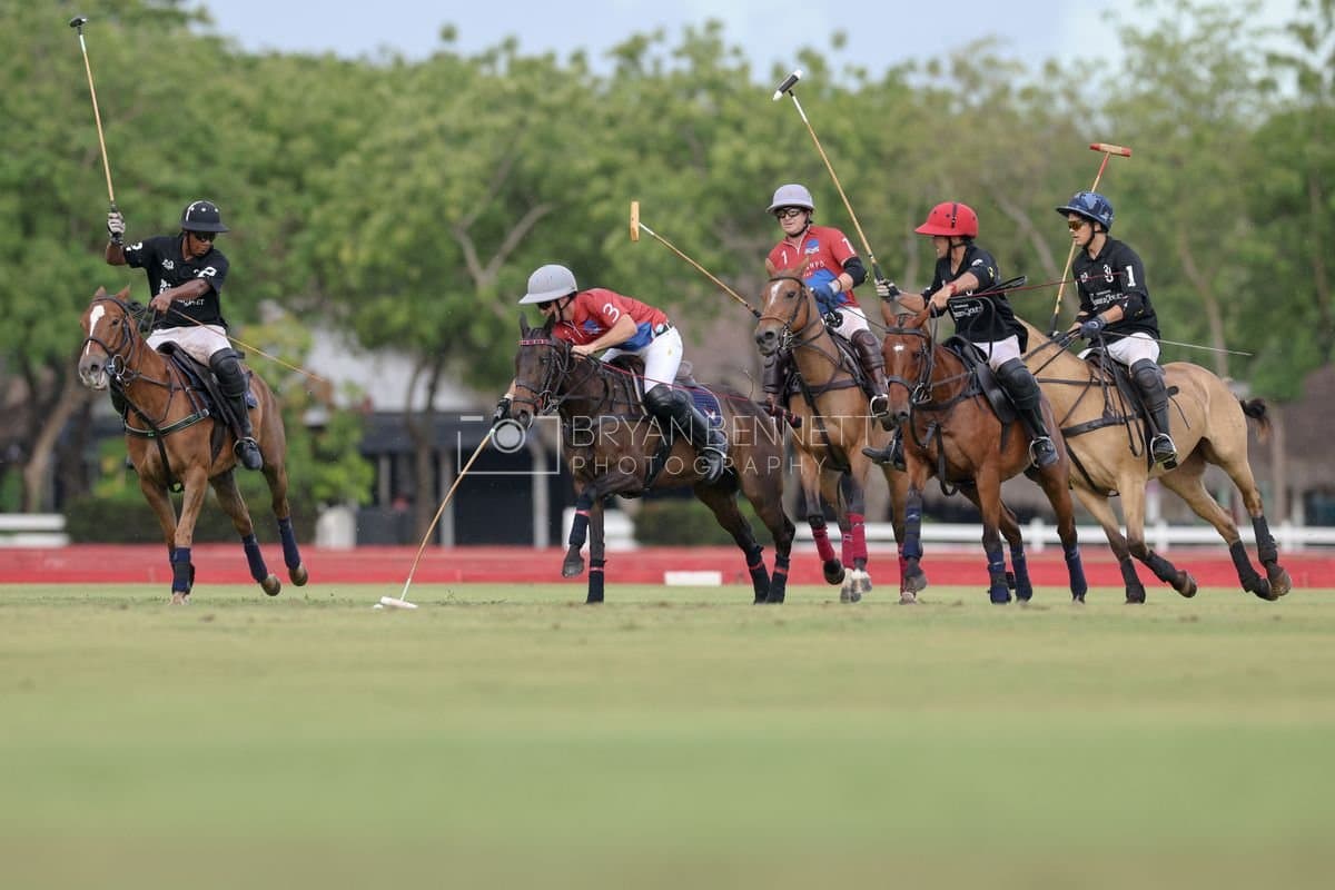 Casa de Campo and La Romanza 3J play polo during the Casa de Campo Challenge at Casa de Campo in La Romana, Dominican Republic on April 4, 2025. (Photo by Bryan Bennett)