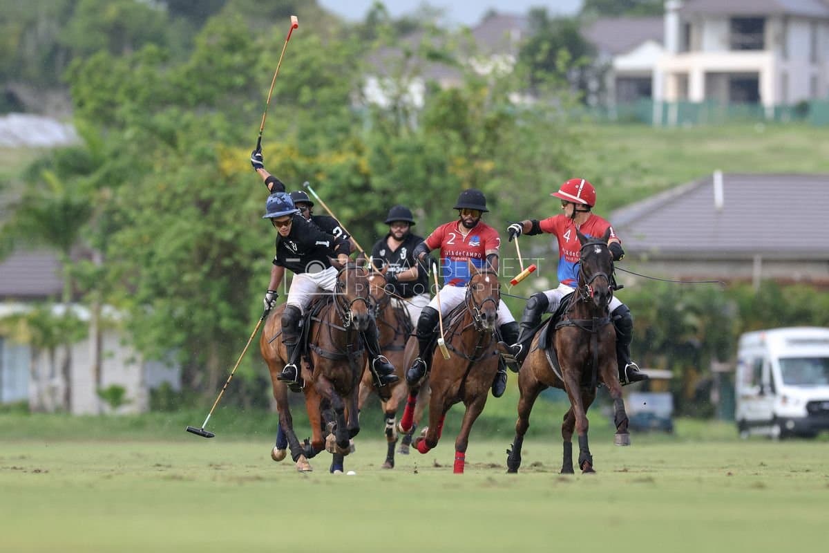 Casa de Campo and La Romanza 3J play polo during the Casa de Campo Challenge at Casa de Campo in La Romana, Dominican Republic on April 4, 2025. (Photo by Bryan Bennett)