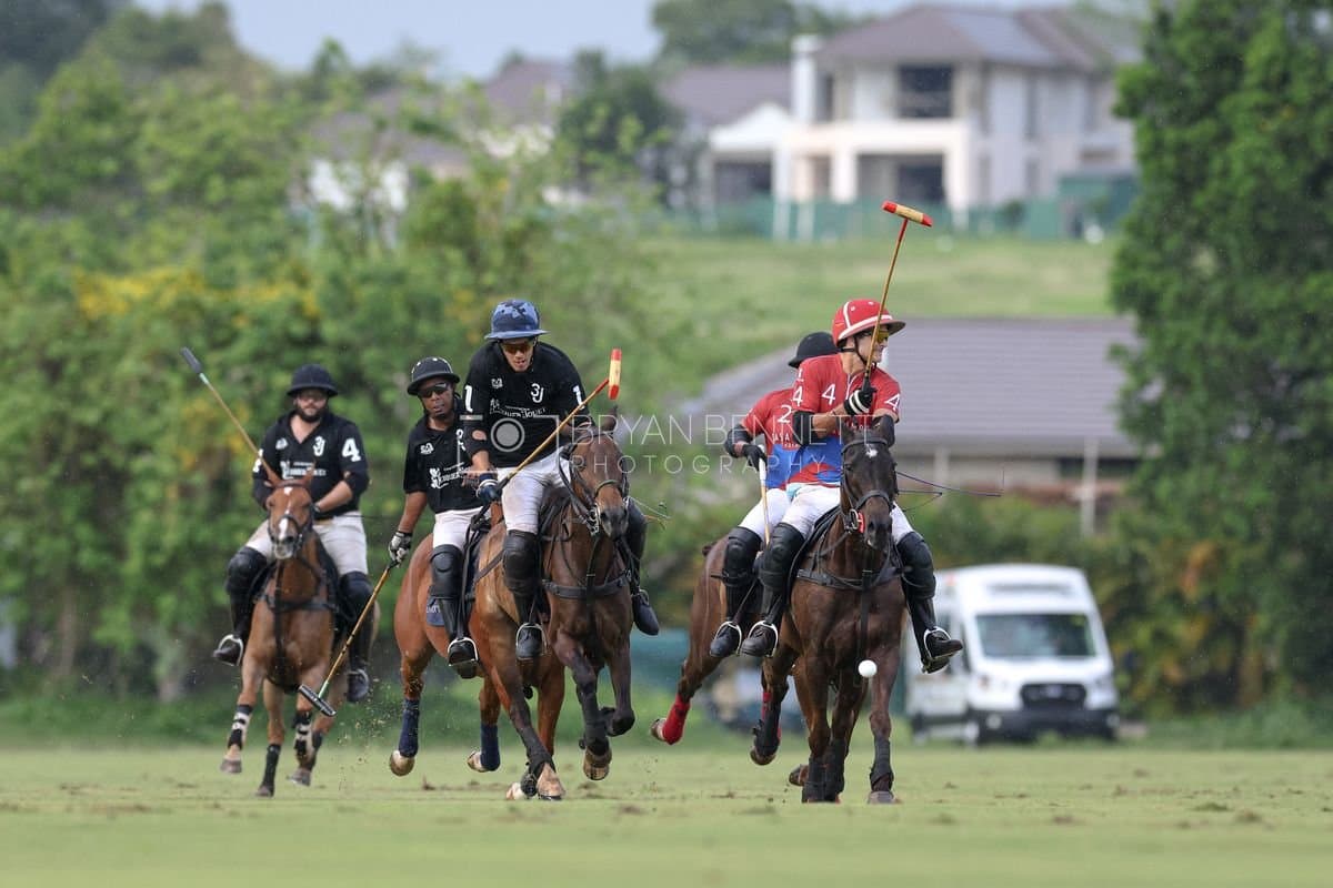 Casa de Campo and La Romanza 3J play polo during the Casa de Campo Challenge at Casa de Campo in La Romana, Dominican Republic on April 4, 2025. (Photo by Bryan Bennett)