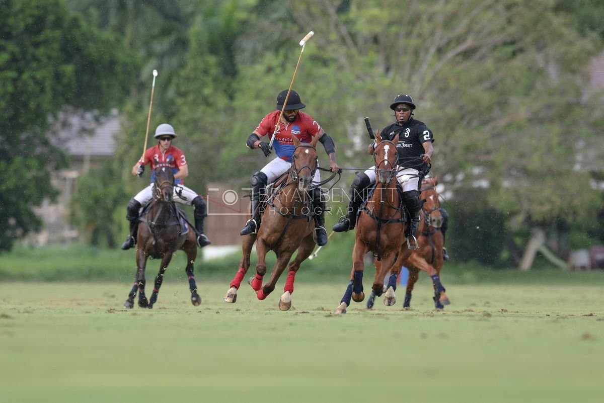 Casa de Campo and La Romanza 3J play polo during the Casa de Campo Challenge at Casa de Campo in La Romana, Dominican Republic on April 4, 2025. (Photo by Bryan Bennett)