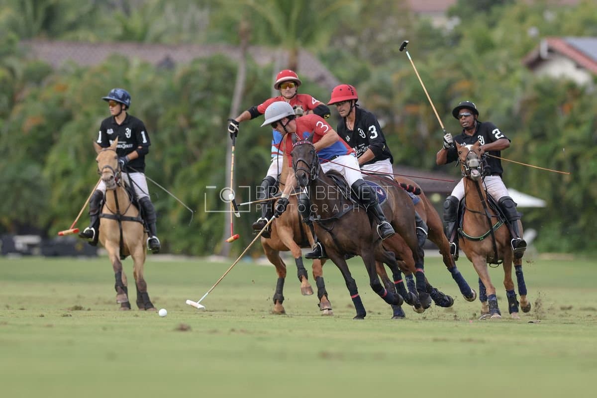 Casa de Campo and La Romanza 3J play polo during the Casa de Campo Challenge at Casa de Campo in La Romana, Dominican Republic on April 4, 2025. (Photo by Bryan Bennett)