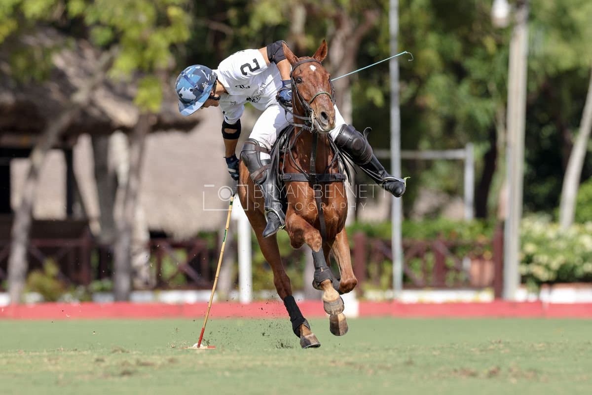 La Romanza 3J and La Espada Gulf play polo during the Copa Britanica at Casa de Campo Polo Club in La Romana, Dominican Republic on March 6, 2026. (Photos by Bryan Bennett)