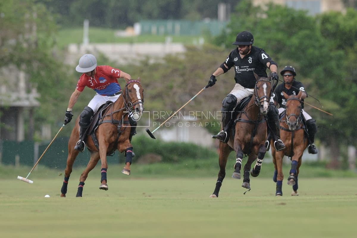 Casa de Campo and La Romanza 3J play polo during the Casa de Campo Challenge at Casa de Campo in La Romana, Dominican Republic on April 4, 2025. (Photo by Bryan Bennett)