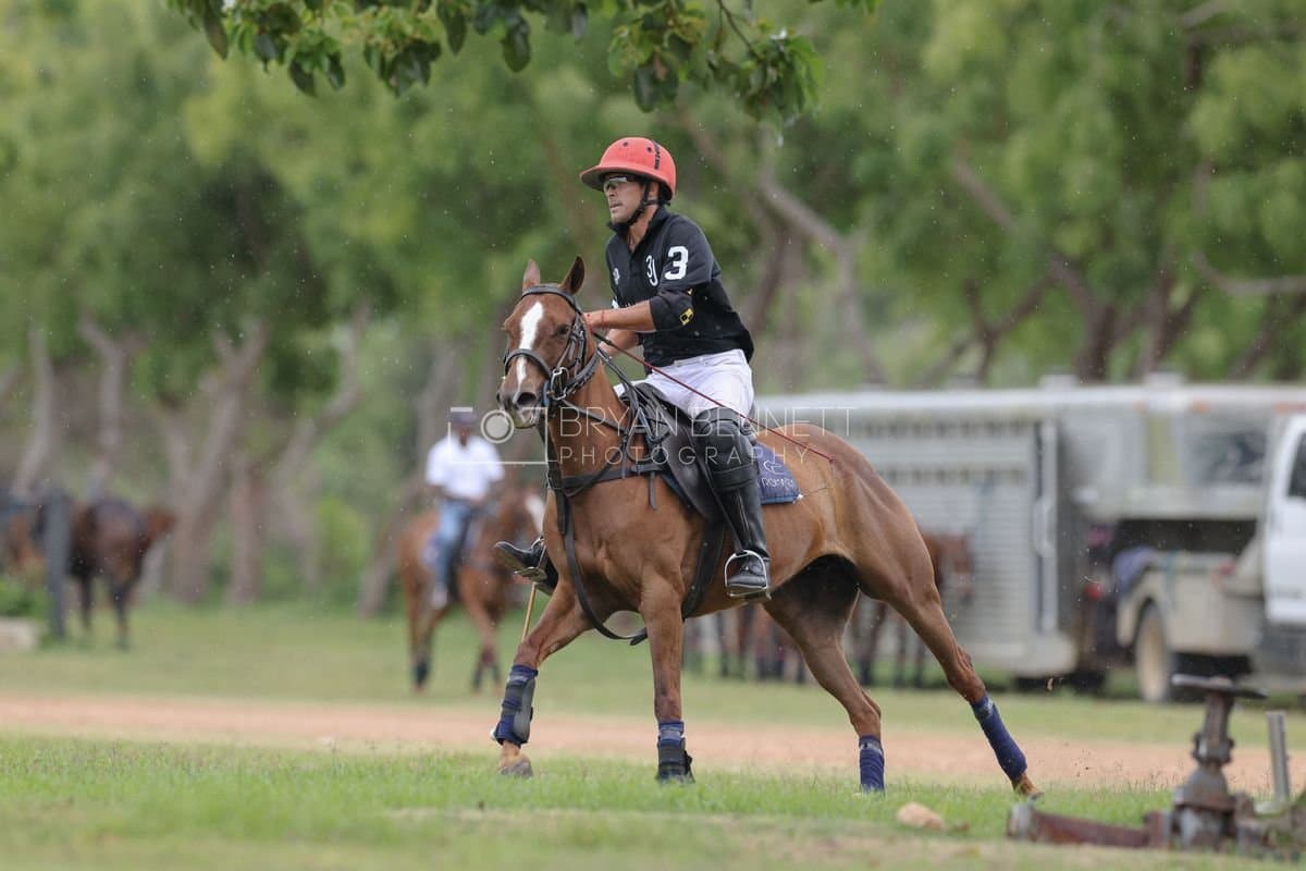 Casa de Campo and La Romanza 3J play polo during the Casa de Campo Challenge at Casa de Campo in La Romana, Dominican Republic on April 4, 2025. (Photo by Bryan Bennett)