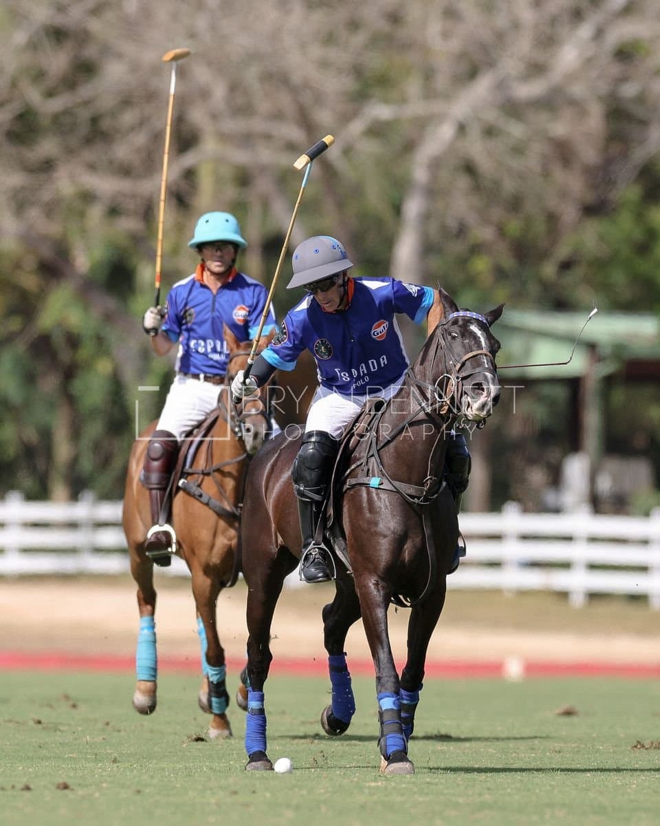 La Romanza 3J and La Espada Gulf play polo during the Copa Britanica at Casa de Campo Polo Club in La Romana, Dominican Republic on March 6, 2026. (Photos by Bryan Bennett)
