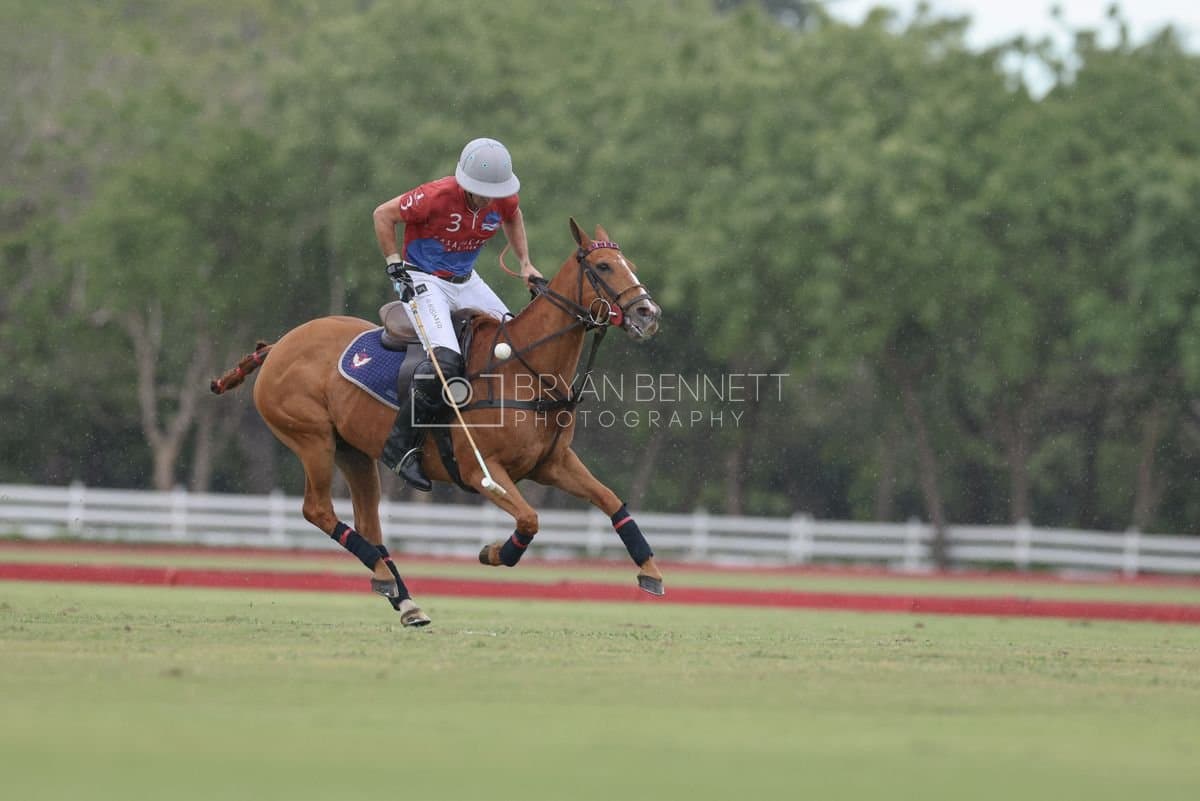 Casa de Campo and La Romanza 3J play polo during the Casa de Campo Challenge at Casa de Campo in La Romana, Dominican Republic on April 4, 2025. (Photo by Bryan Bennett)