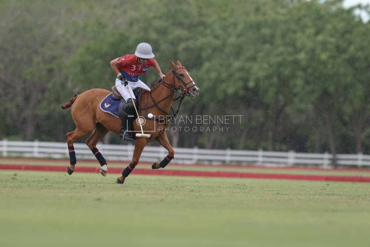 Casa de Campo and La Romanza 3J play polo during the Casa de Campo Challenge at Casa de Campo in La Romana, Dominican Republic on April 4, 2025. (Photo by Bryan Bennett)