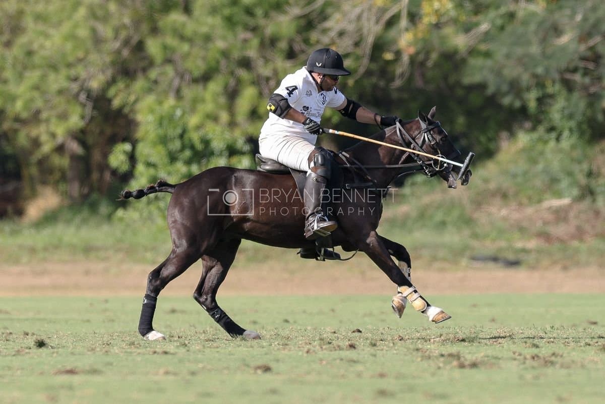 La Romanza 3J and La Espada Gulf play polo during the Copa Britanica at Casa de Campo Polo Club in La Romana, Dominican Republic on March 6, 2026. (Photos by Bryan Bennett)