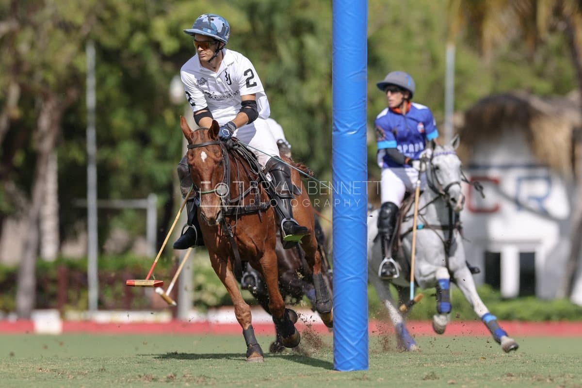 La Romanza 3J and La Espada Gulf play polo during the Copa Britanica at Casa de Campo Polo Club in La Romana, Dominican Republic on March 6, 2026. (Photos by Bryan Bennett)
