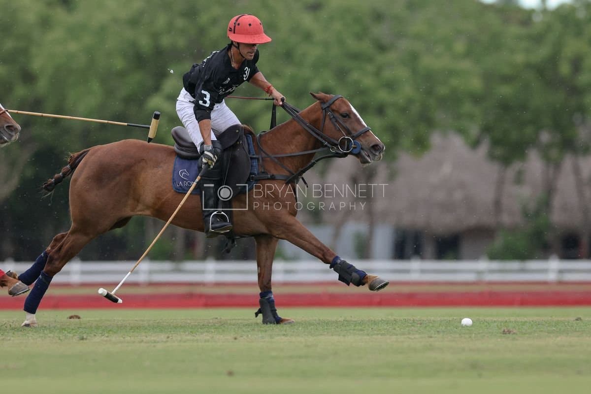 Casa de Campo and La Romanza 3J play polo during the Casa de Campo Challenge at Casa de Campo in La Romana, Dominican Republic on April 4, 2025. (Photo by Bryan Bennett)