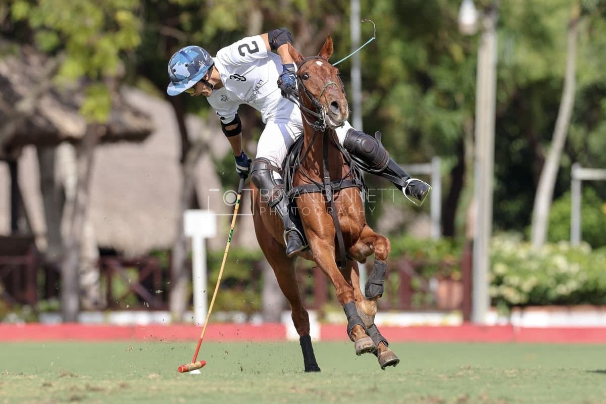 La Romanza 3J and La Espada Gulf play polo during the Copa Britanica at Casa de Campo Polo Club in La Romana, Dominican Republic on March 6, 2026. (Photos by Bryan Bennett)