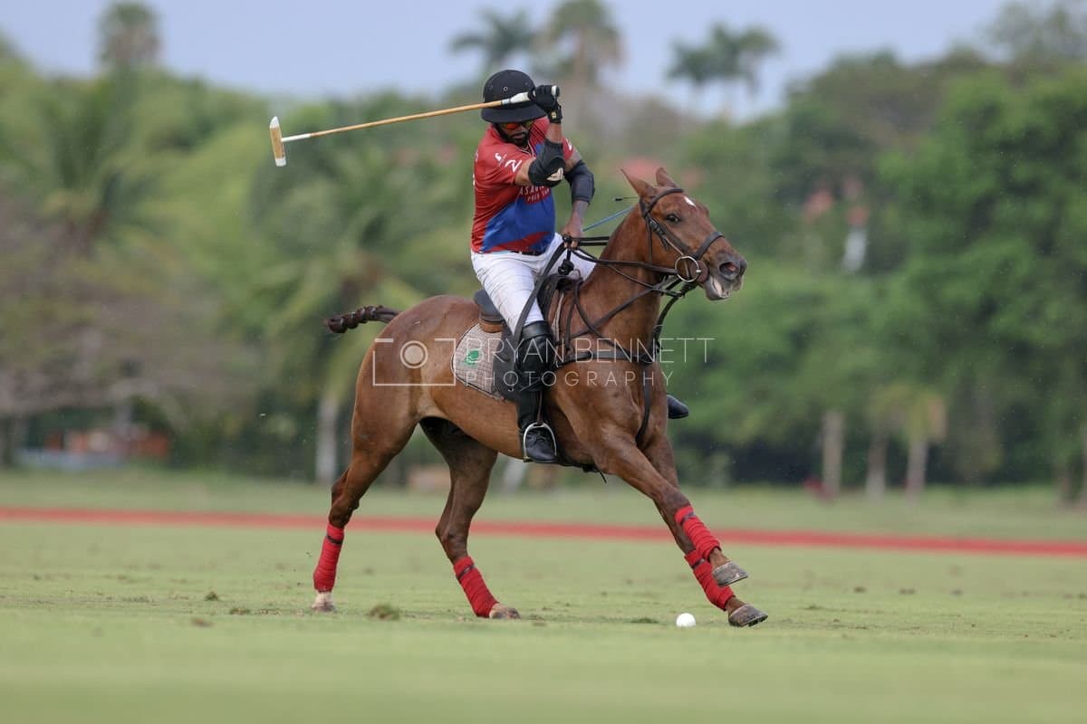 Casa de Campo and La Romanza 3J play polo during the Casa de Campo Challenge at Casa de Campo in La Romana, Dominican Republic on April 4, 2025. (Photo by Bryan Bennett)