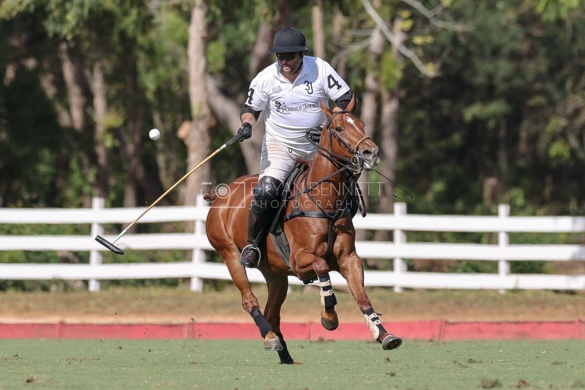 La Romanza 3J and La Espada Gulf play polo during the Copa Britanica at Casa de Campo Polo Club in La Romana, Dominican Republic on March 6, 2026. (Photos by Bryan Bennett)