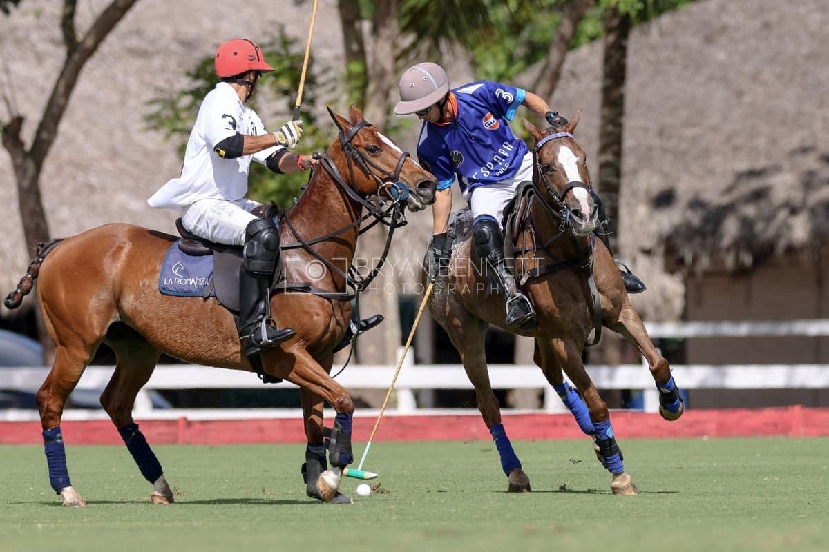La Romanza 3J and La Espada Gulf play polo during the Copa Britanica at Casa de Campo Polo Club in La Romana, Dominican Republic on March 6, 2026. (Photos by Bryan Bennett)