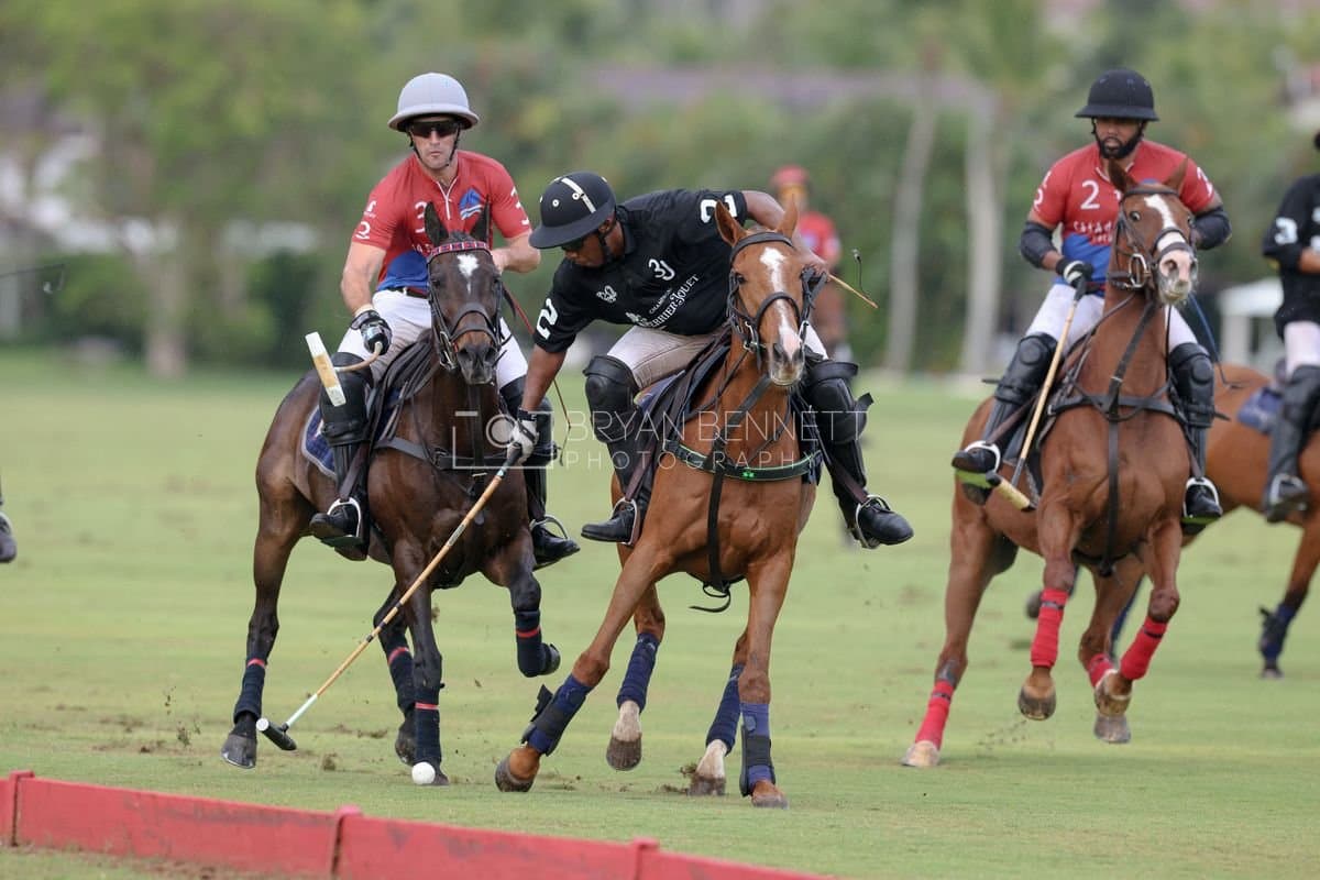 Casa de Campo and La Romanza 3J play polo during the Casa de Campo Challenge at Casa de Campo in La Romana, Dominican Republic on April 4, 2025. (Photo by Bryan Bennett)