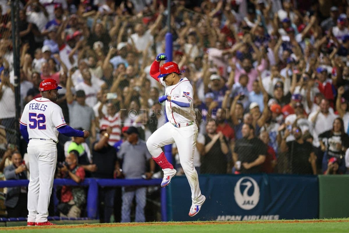 SANTO DOMINGO, DOMINICAN REPUBLIC - MARCH 03: Juan Soto #22 of the Dominican Republic reacts after hitting a home run during the fourth inning of an exhibition game against the Detroit Tigers at Estadio Quisqueya on March 03, 2026 in Santo Domingo, Dominican Republic. (Photo by Bryan Bennett/Getty Images)