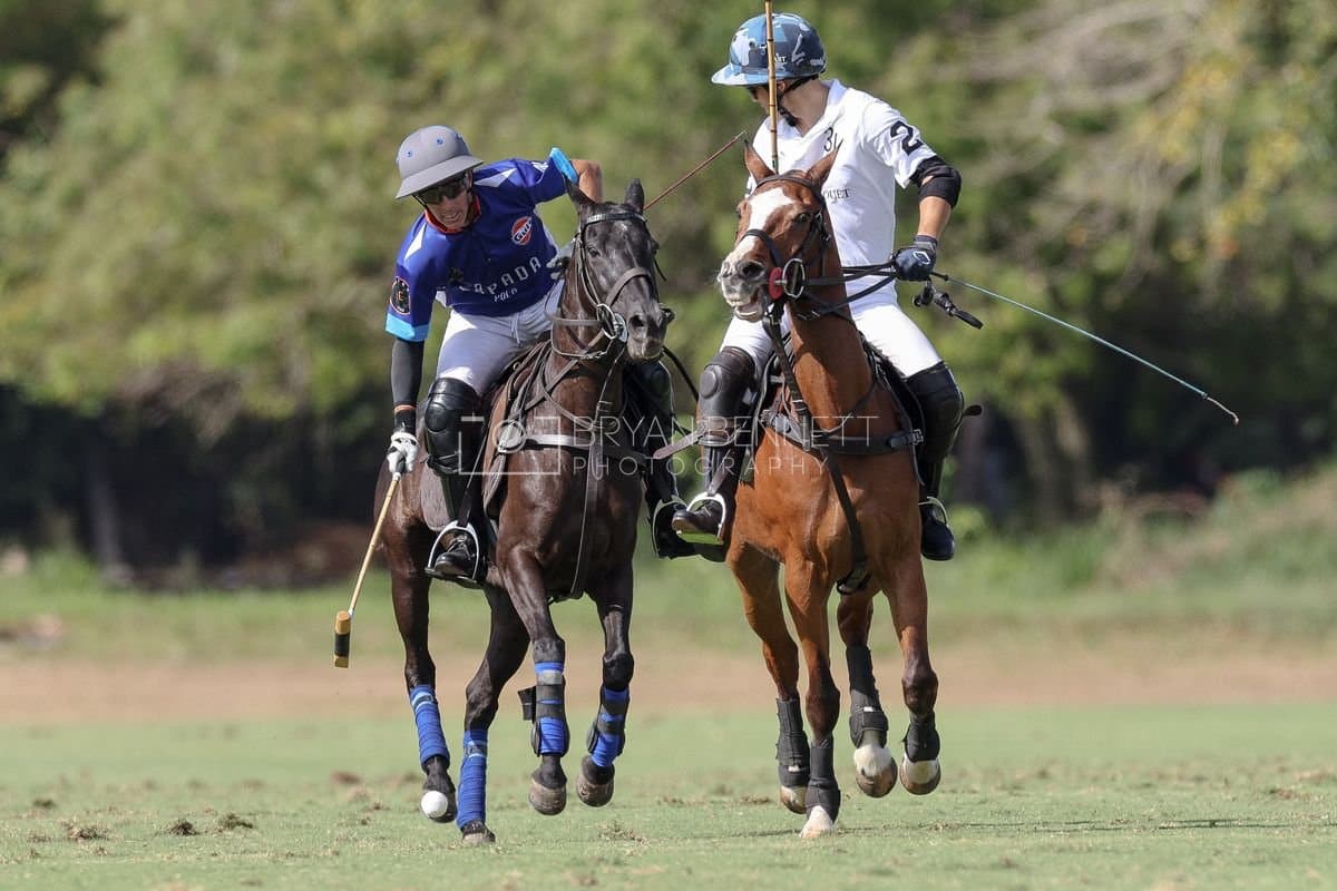 La Romanza 3J and La Espada Gulf play polo during the Copa Britanica at Casa de Campo Polo Club in La Romana, Dominican Republic on March 6, 2026. (Photos by Bryan Bennett)
