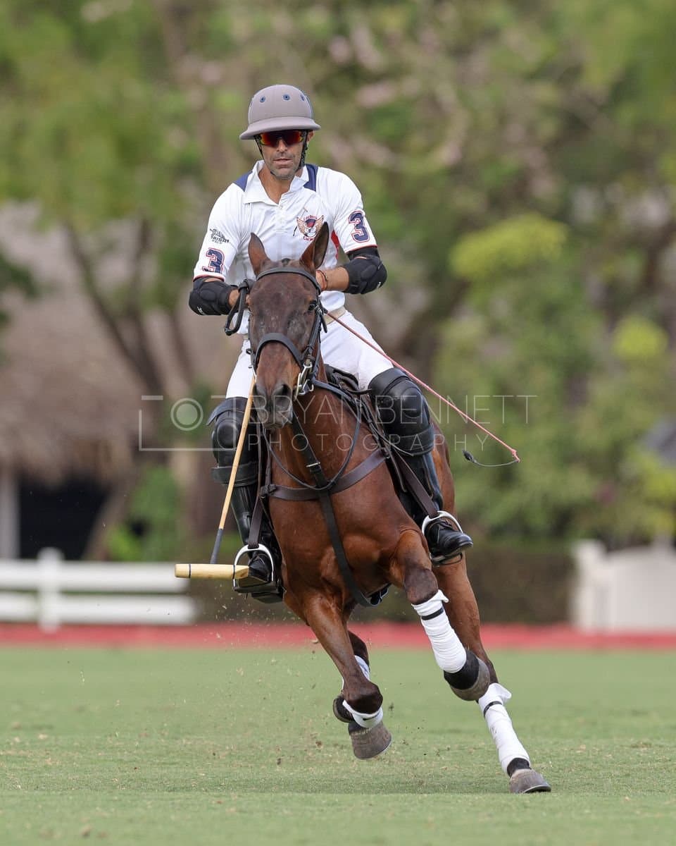 Lechuza Caracas and La Romanza 3J play polo during the Copa Britanica at Casa de Campo in La Romana, La Romana, Dominican Republic on March 1, 2026. (Photos by Bryan Bennett)