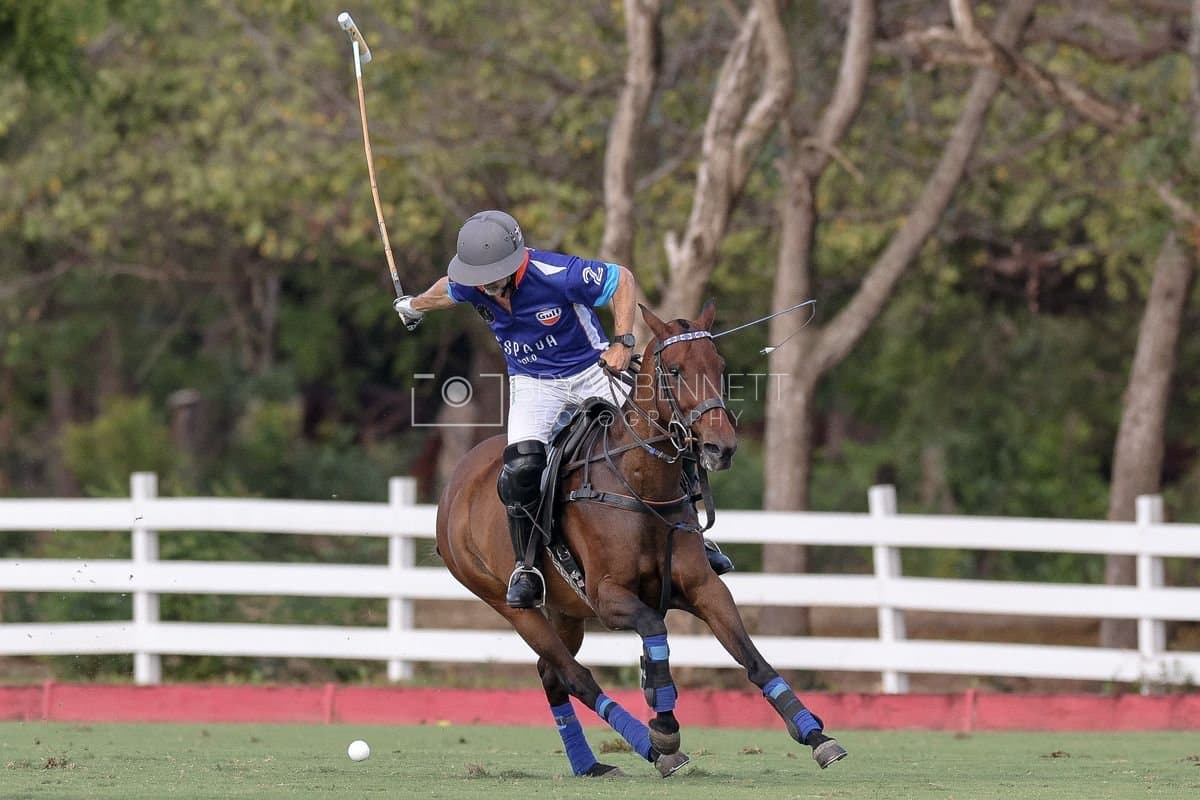 La Romanza 3J and La Espada Gulf play polo during the Copa Britanica at Casa de Campo Polo Club in La Romana, Dominican Republic on March 6, 2026. (Photos by Bryan Bennett)