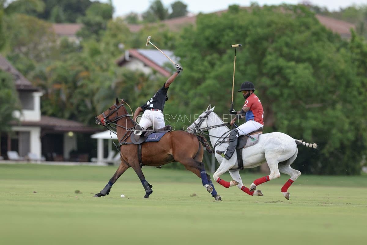 Casa de Campo and La Romanza 3J play polo during the Casa de Campo Challenge at Casa de Campo in La Romana, Dominican Republic on April 4, 2025. (Photo by Bryan Bennett)