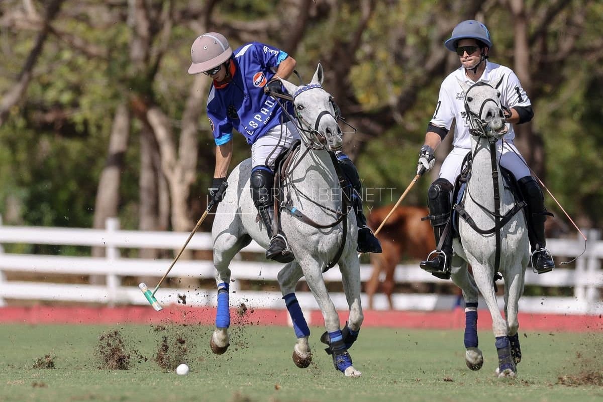 La Romanza 3J and La Espada Gulf play polo during the Copa Britanica at Casa de Campo Polo Club in La Romana, Dominican Republic on March 6, 2026. (Photos by Bryan Bennett)