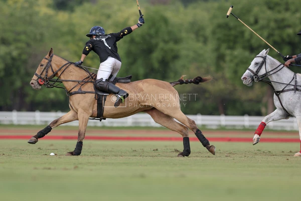 Casa de Campo and La Romanza 3J play polo during the Casa de Campo Challenge at Casa de Campo in La Romana, Dominican Republic on April 4, 2025. (Photo by Bryan Bennett)
