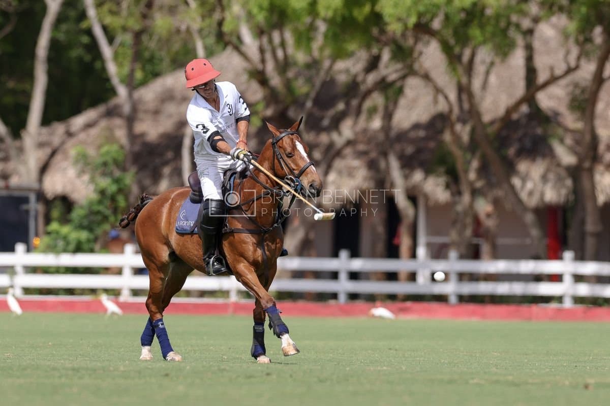 La Romanza 3J and La Espada Gulf play polo during the Copa Britanica at Casa de Campo Polo Club in La Romana, Dominican Republic on March 6, 2026. (Photos by Bryan Bennett)