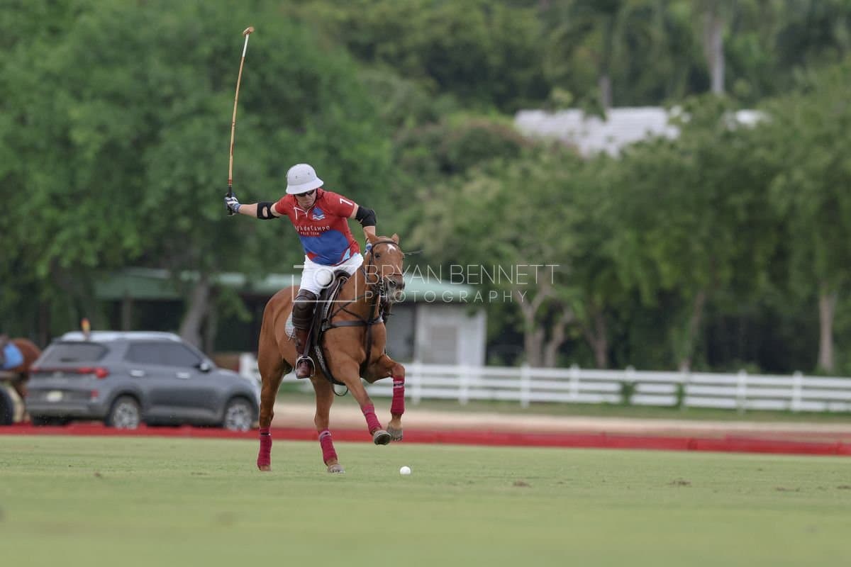 Casa de Campo and La Romanza 3J play polo during the Casa de Campo Challenge at Casa de Campo in La Romana, Dominican Republic on April 4, 2025. (Photo by Bryan Bennett)