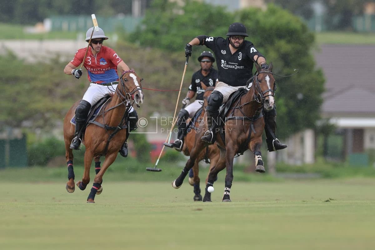 Casa de Campo and La Romanza 3J play polo during the Casa de Campo Challenge at Casa de Campo in La Romana, Dominican Republic on April 4, 2025. (Photo by Bryan Bennett)