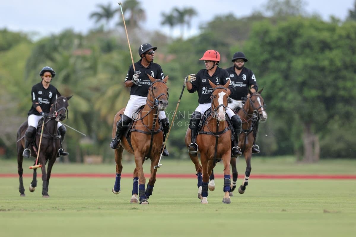 Casa de Campo and La Romanza 3J play polo during the Casa de Campo Challenge at Casa de Campo in La Romana, Dominican Republic on April 4, 2025. (Photo by Bryan Bennett)