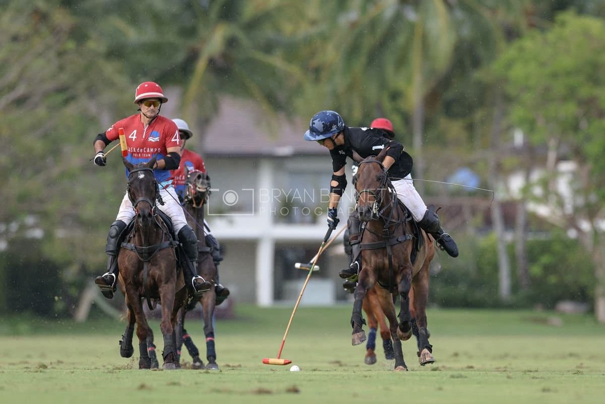Casa de Campo and La Romanza 3J play polo during the Casa de Campo Challenge at Casa de Campo in La Romana, Dominican Republic on April 4, 2025. (Photo by Bryan Bennett)