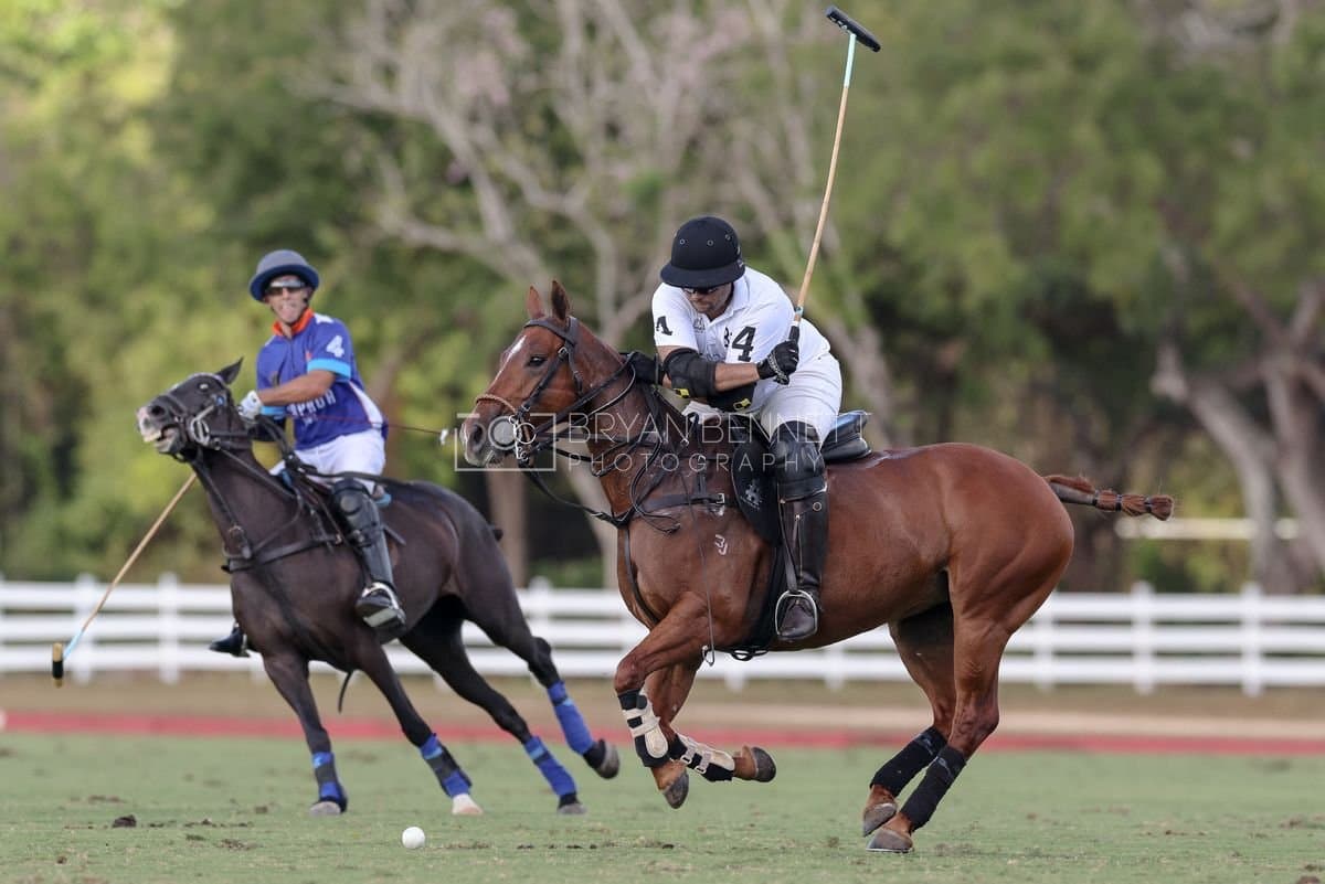 La Romanza 3J and La Espada Gulf play polo during the Copa Britanica at Casa de Campo Polo Club in La Romana, Dominican Republic on March 6, 2026. (Photos by Bryan Bennett)
