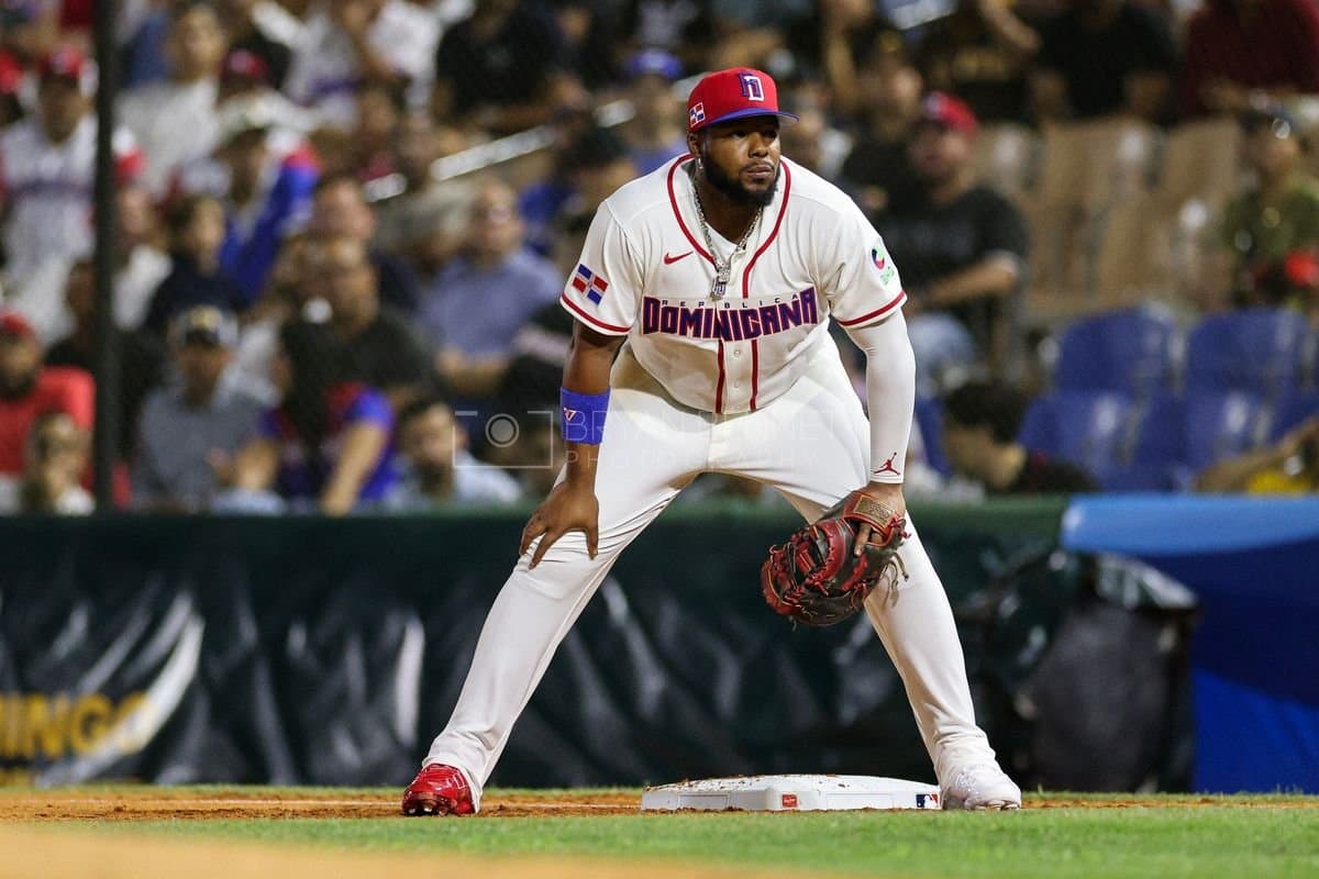 SANTO DOMINGO, DOMINICAN REPUBLIC - MARCH 03: Vladimir Guerrero Jr. #27 of the Dominican Republic looks on during an exhibition game against the Detroit Tigers at Estadio Quisqueya on March 03, 2026 in Santo Domingo, Dominican Republic. (Photo by Bryan Bennett/Getty Images)