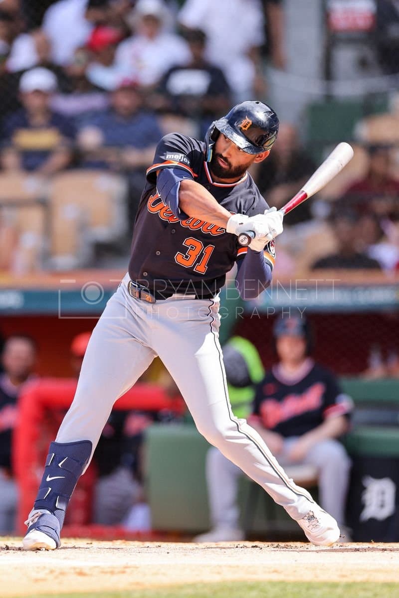 SANTO DOMINGO, DOMINICAN REPUBLIC - MARCH 04: Riley Greene #31 of the Detroit Tigers bats during an exhibition game against the Dominican Republic at Estadio Quisqueya on March 04, 2026 in Santo Domingo, Dominican Republic. (Photo by Bryan Bennett/Getty Images)