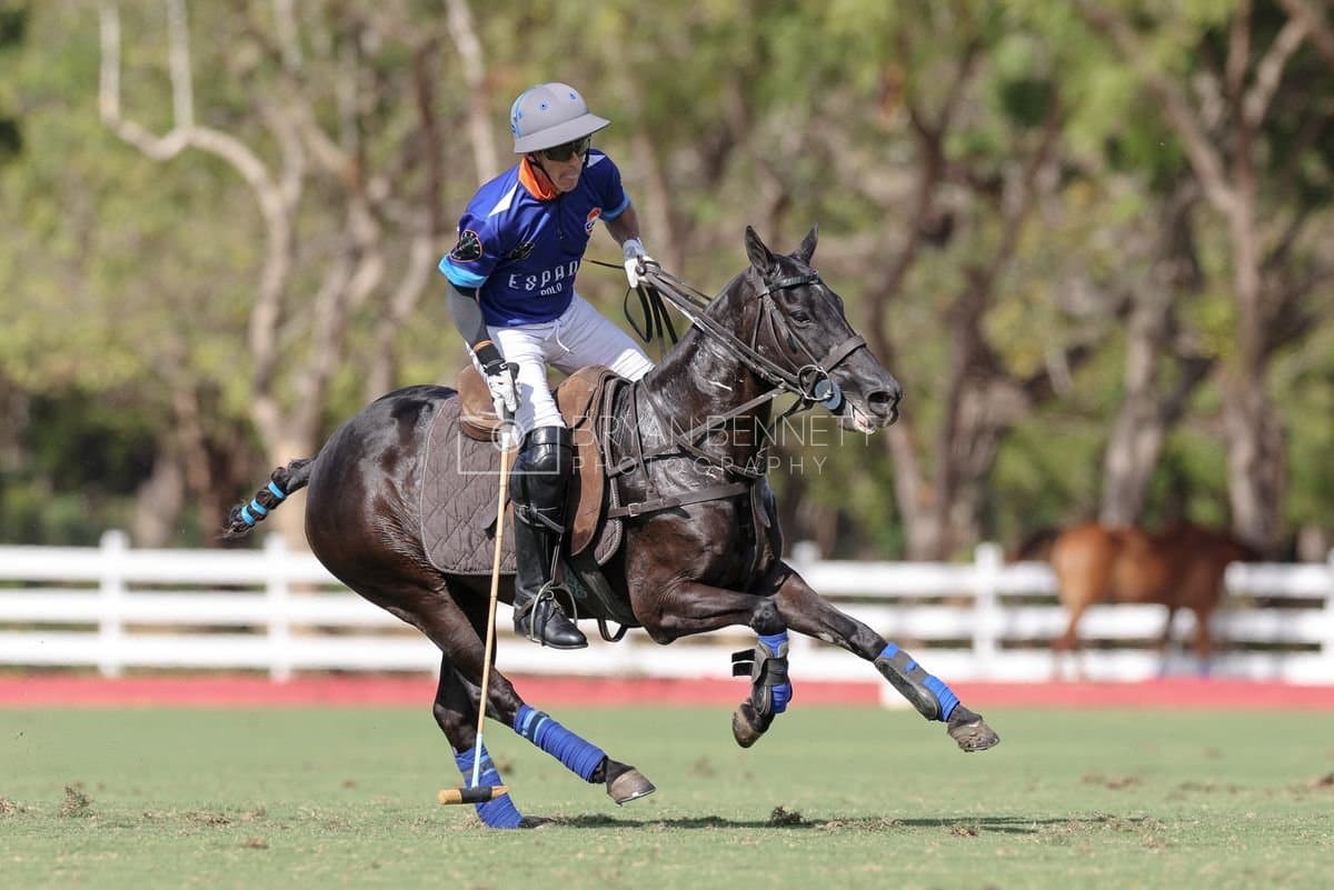 La Romanza 3J and La Espada Gulf play polo during the Copa Britanica at Casa de Campo Polo Club in La Romana, Dominican Republic on March 6, 2026. (Photos by Bryan Bennett)