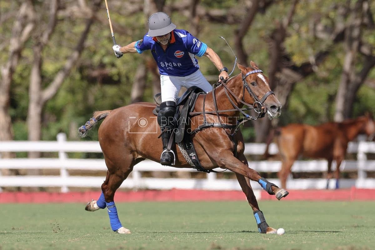 La Romanza 3J and La Espada Gulf play polo during the Copa Britanica at Casa de Campo Polo Club in La Romana, Dominican Republic on March 6, 2026. (Photos by Bryan Bennett)