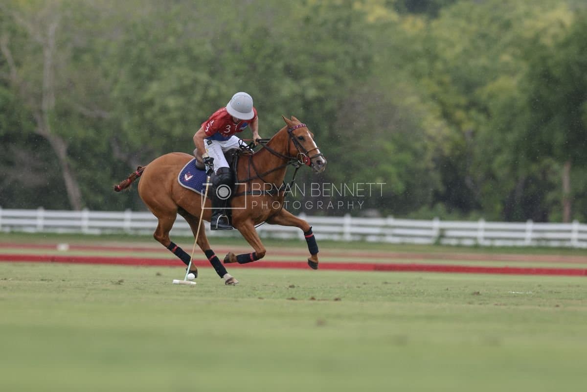 Casa de Campo and La Romanza 3J play polo during the Casa de Campo Challenge at Casa de Campo in La Romana, Dominican Republic on April 4, 2025. (Photo by Bryan Bennett)