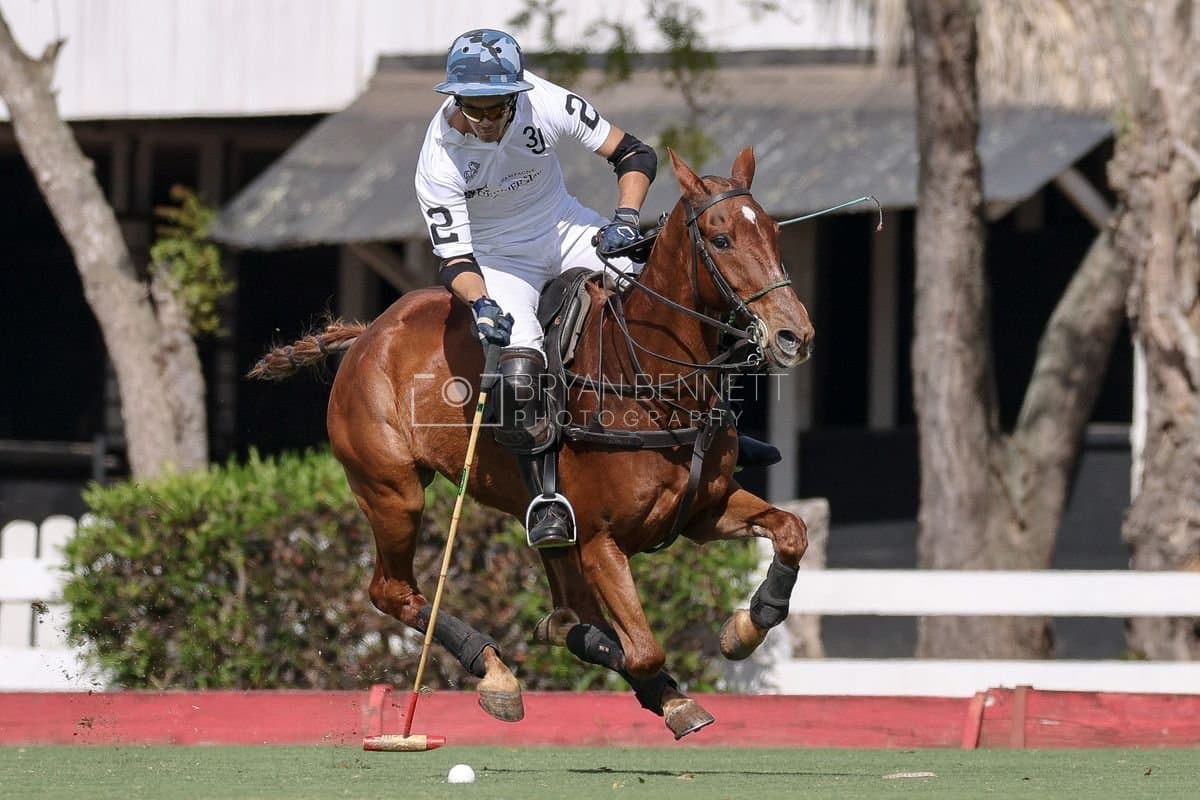 La Romanza 3J and La Espada Gulf play polo during the Copa Britanica at Casa de Campo Polo Club in La Romana, Dominican Republic on March 6, 2026. (Photos by Bryan Bennett)