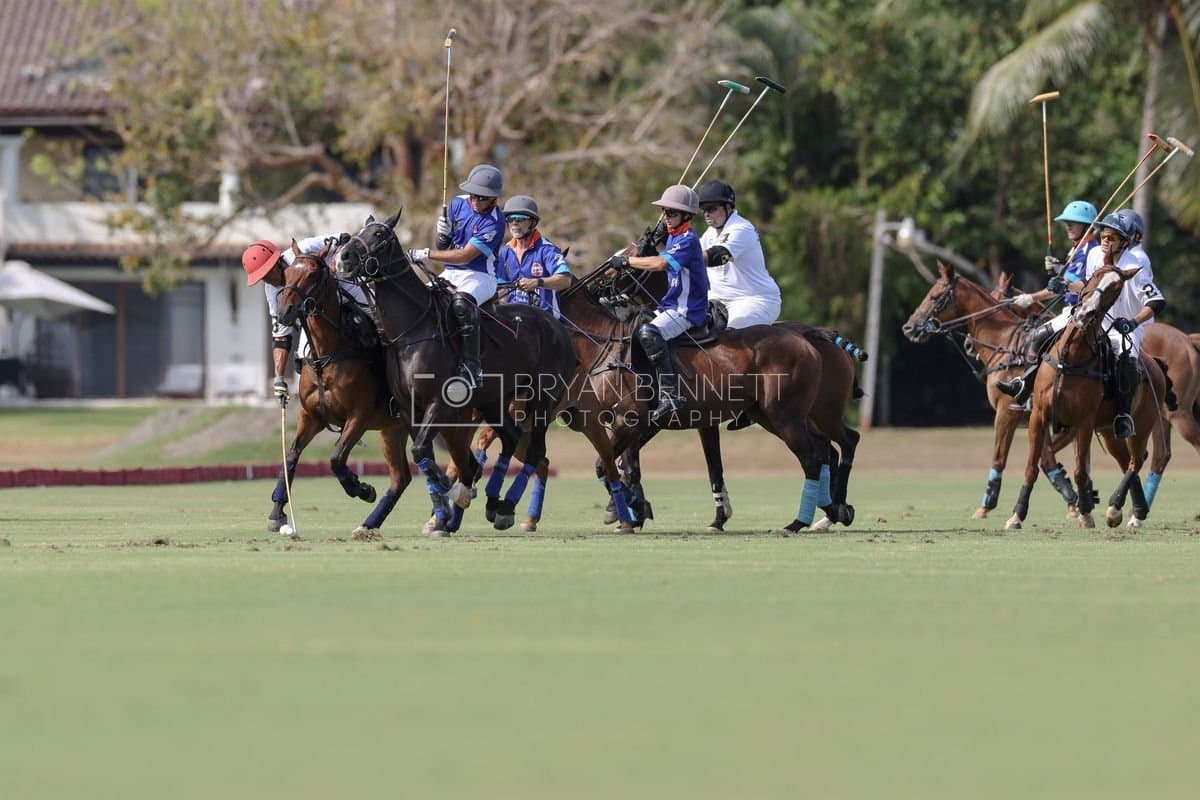La Romanza 3J and La Espada Gulf play polo during the Copa Britanica at Casa de Campo Polo Club in La Romana, Dominican Republic on March 6, 2026. (Photos by Bryan Bennett)