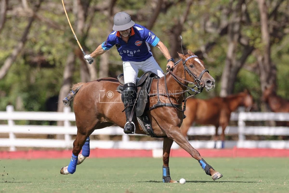 La Romanza 3J and La Espada Gulf play polo during the Copa Britanica at Casa de Campo Polo Club in La Romana, Dominican Republic on March 6, 2026. (Photos by Bryan Bennett)